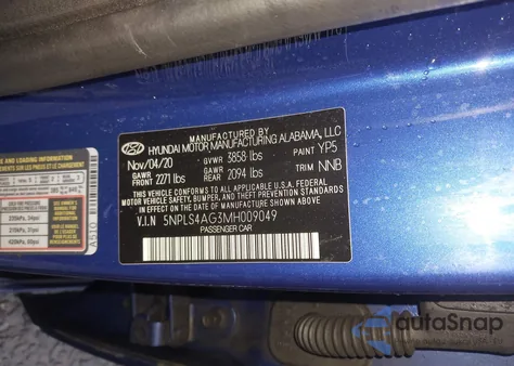 2021 Hyundai Elantra Sel from USA, damaged, VIN 5NPLS4AG3MH009049